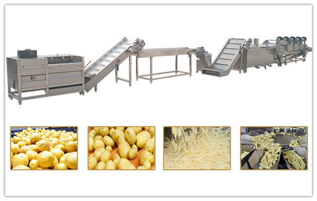 Half Fried French Fries Processing Line 200kg h