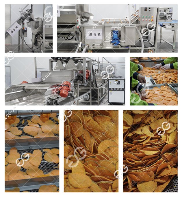 sweey potato chips vacuum frying line process flow chart